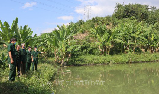 Cán bộ, hội viên Hội CCB xã Nậm Hàng (huyện Nậm Nhùn) thăm quan mô hình kinh tế của hội viên .