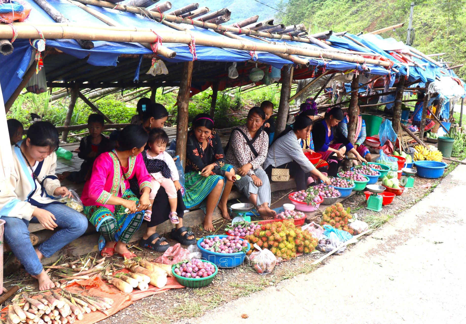 Trái cây nông sản của người dân xã Phìn Hồ (huyện Sìn Hồ) luôn có mặt ở các điểm chợ.